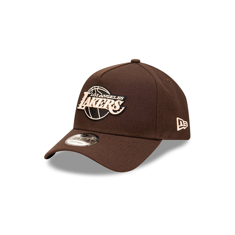 LA Lakers Hat - Brown Stone 9Forty A-Frame NBA Snapback Cap - New Era